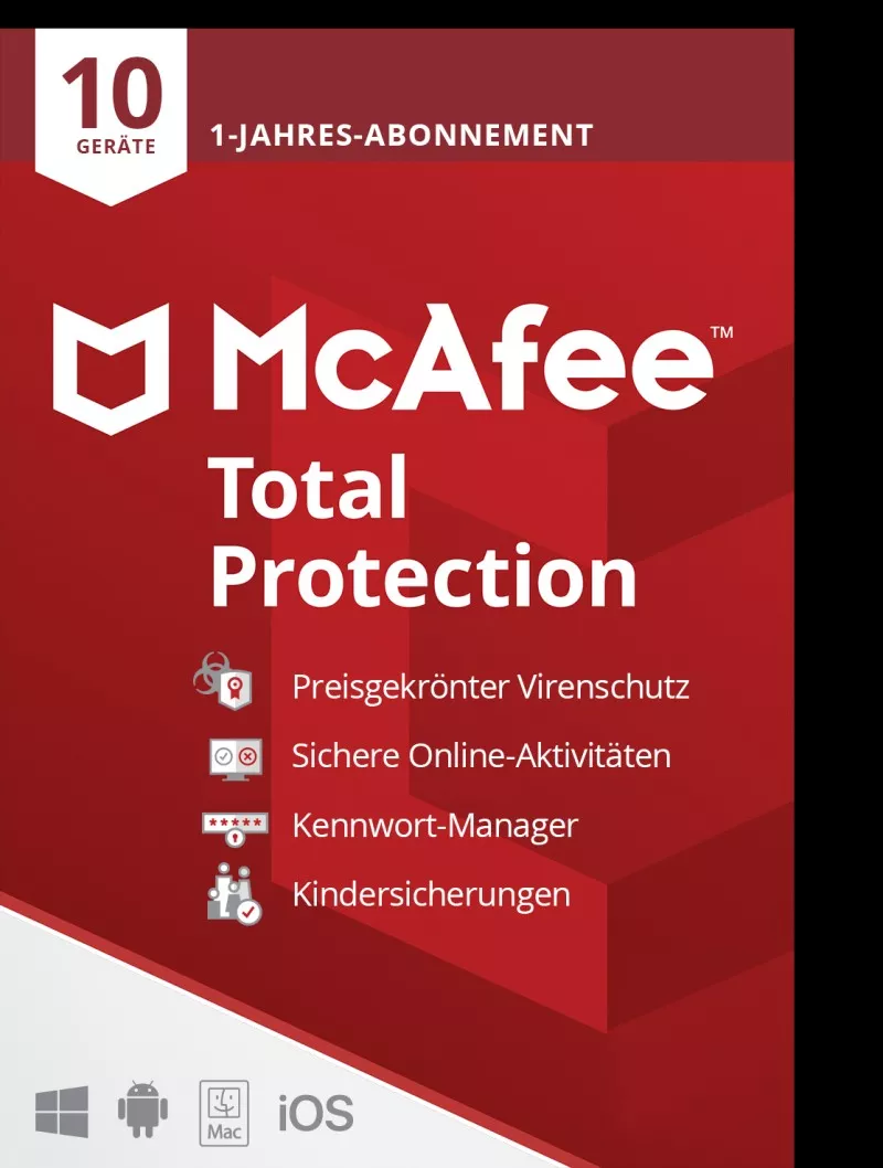 McAfee Total Protection (10 Device -1 Year) ESD, refurbished Computer