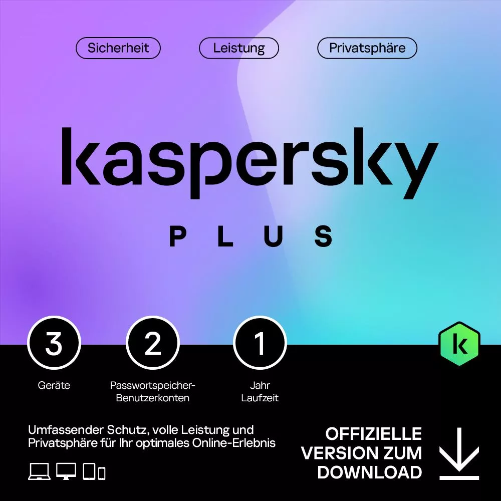 Kaspersky Plus (3 Devices - 1 Year) ESD, refurbished Computer