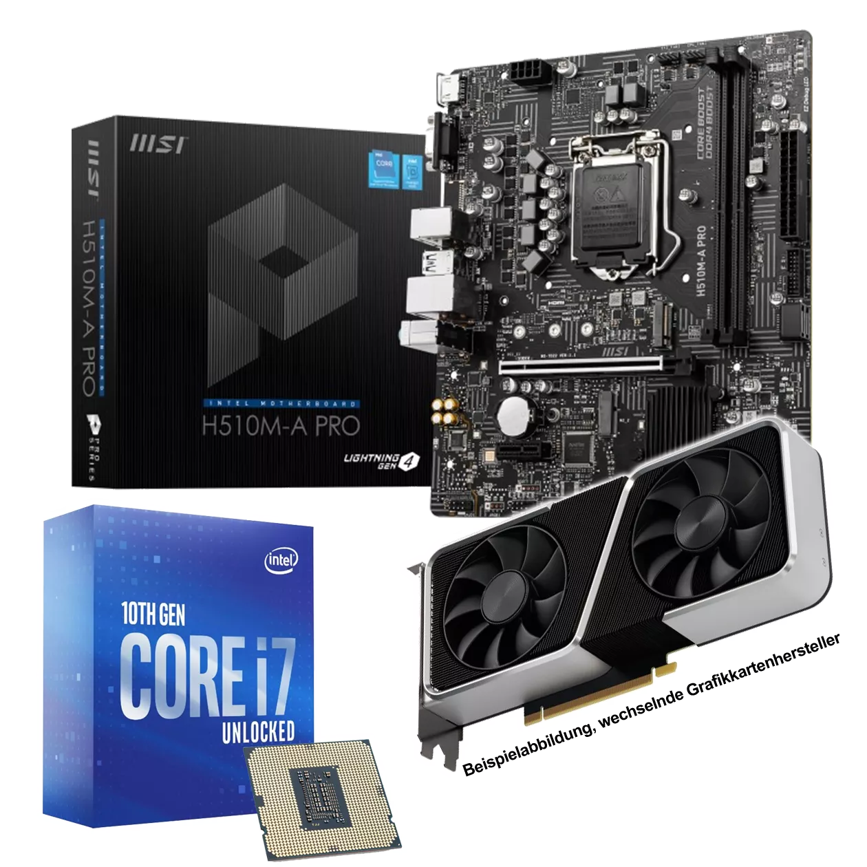 Aufrüst-Kit: GIGABYTE H510M H - Intel Core i7-10700KF, 8x 3.80GHz - 16 GB DDR4 - RTX 3060 Ti - 8GB