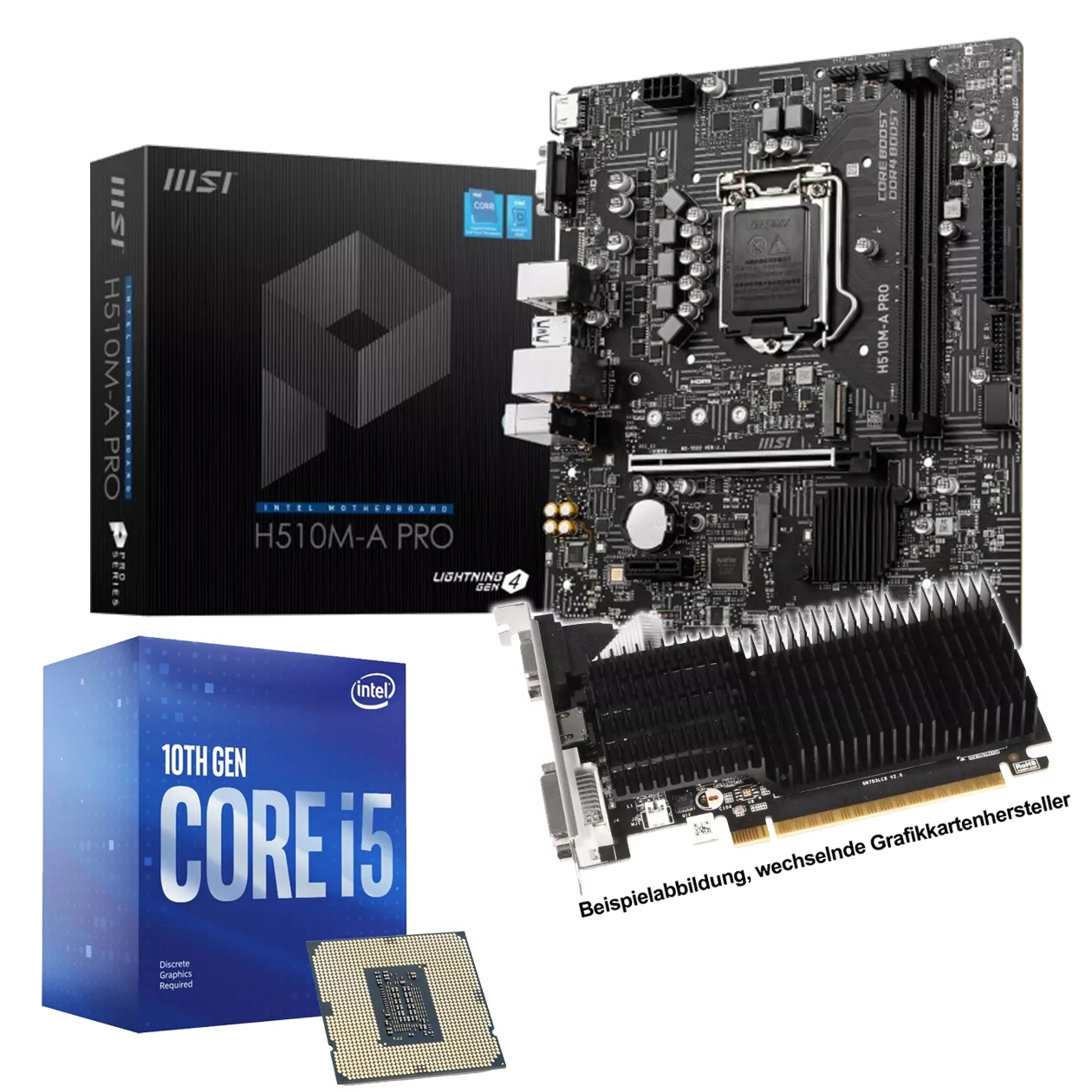 Aufrüst-Kit: GIGABYTE H510M H - Intel Core i5-10400F, 6x 2.90GHz - 16 GB DDR4 - GTX 1650 4GB