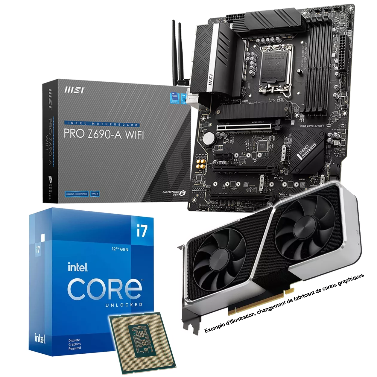 Aufrüst-Kit: MSI Pro Z690-A WIFI DDR5 - Intel Core i7-12700K, 12x 3.60GHz - 16 GB DDR5 - RTX 3060 Ti - 8GB